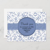 Carte Postale Remerciements: 90e Motif du numéro d'anniversaire (Devant / Derrière)