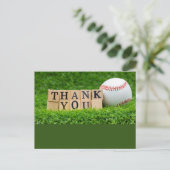 Carte Postale Remerciements baseball avec baseball sur herbe ver (Debout devant)