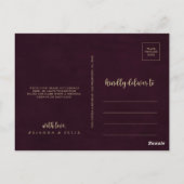 Carte Postale Remerciements Calligraphie Bourgogne Doré (Dos)