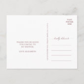 Carte Postale Remerciements Calligraphie Or Rose Élégant (Dos)