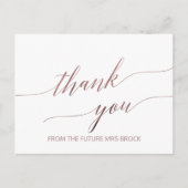 Carte Postale Remerciements Calligraphie Or Rose Élégant (Devant)