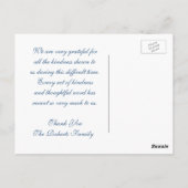 Carte Postale Remerciements |Carte postale Mémorial Céleste (Dos)