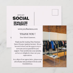 Carte Postale Remerciements d'affaires à budget minimaliste rose