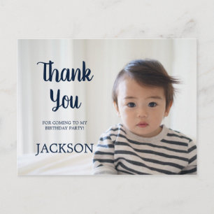 Carte Postale Remerciements d'anniversaire d'enfant bleu marine