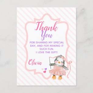 Carte Postale Remerciements d'anniversaire pour un manchot balle