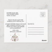 Carte Postale Remerciements de Baby Shower Watercolor Cirque (Dos)