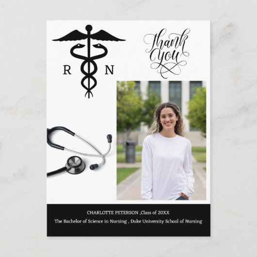 Carte Postale Remerciements de fête de remise de diplôme d'infir (Devant)