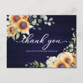 Carte Postale Remerciements de Fiançailles Automne Tournesols Vé (Devant)