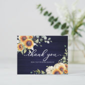 Carte Postale Remerciements de Fiançailles Automne Tournesols Vé (Debout devant)