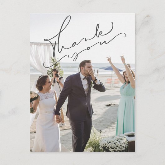 Carte Postale Remerciements de jour de mariage avec photo en écr (Devant)