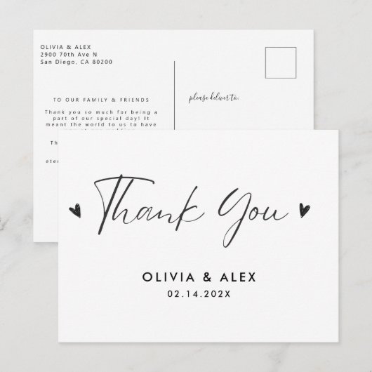 Carte Postale  Remerciements de mariage  (Devant / Derrière)