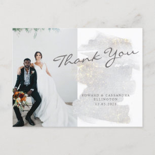 Carte Postale Remerciements de mariage argent-gris élégant rehau