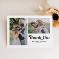 Remerciements de mariage avec deux photos rétro no