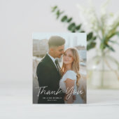 Carte Postale Remerciements de mariage avec photo et écriture mo (Debout devant)