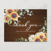 Carte Postale Remerciements de mariage avec tournesols et verdur (Devant)