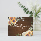 Carte Postale Remerciements de mariage avec tournesols et verdur (Debout devant)