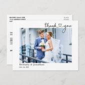 Carte Postale Remerciements de mariage coeur de calligraphie mod (Devant / Derrière)