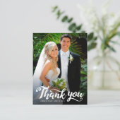 Carte Postale Remerciements de mariage | Écriture blanche sur ph (Debout devant)