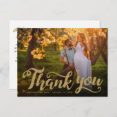 Carte Postale Remerciements de mariage | Écriture dorée sur phot (Devant / Derrière)