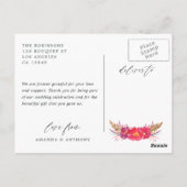 Carte Postale Remerciements de mariage Floral Safari (Dos)