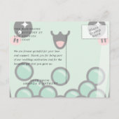 Carte Postale Remerciements de mariage floraux aquarelle vert et (Dos)