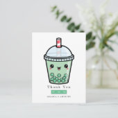 Carte Postale Remerciements de mariage floraux aquarelle vert et (Debout devant)