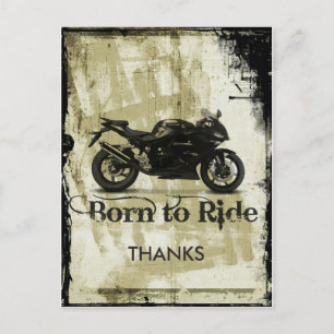 Carte Postale Remerciements de mariage Grunge Biker