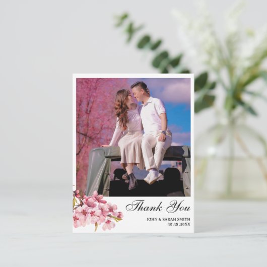 Carte Postale Remerciements de mariage personnalisés avec photo (Debout devant)