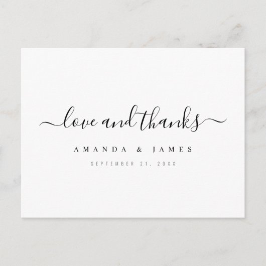 Carte Postale Remerciements de mariage personnalisés simples (Devant)