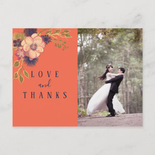 Carte Postale Remerciements de mariage photo corail