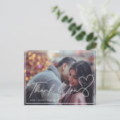 Carte Postale Remerciements de mariage rustiques avec écriture m (Debout devant)