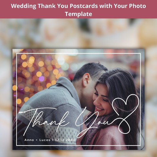 Carte Postale Remerciements de mariage rustiques avec écriture m