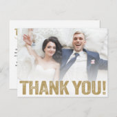 Carte Postale Remerciements de Mariage | Typographie Dorée en Re (Devant / Derrière)