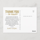 Carte Postale Remerciements de Mariage | Typographie Dorée en Re (Dos)