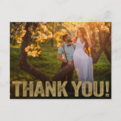 Carte Postale Remerciements de Mariage | Typographie Dorée en Re (Devant)