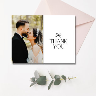 Carte Postale Remerciements de photo de mariage à ruban Coquette