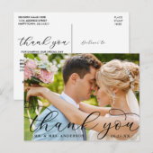 Carte Postale Remerciements de photo de mariage de calligraphie  (Devant / Derrière)