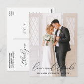 Carte Postale Remerciements de photo de mariage en calligraphie  (Devant / Derrière)