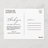 Carte Postale Remerciements de photo de mariage en calligraphie  (Dos)