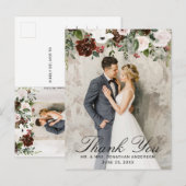 Carte Postale Remerciements de photo de mariage floral rustique (Devant / Derrière)