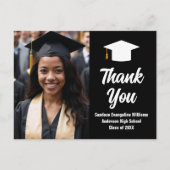 Carte Postale Remerciements de photo de remise de diplôme noir e (Devant)