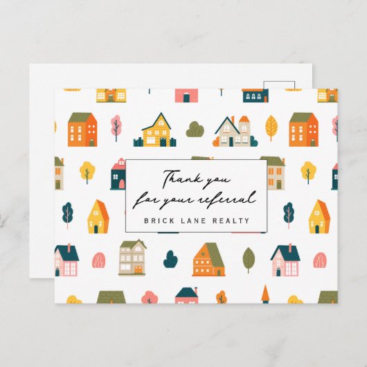 Carte Postale Remerciements de référence immobilière Maisons (Devant / Derrière)