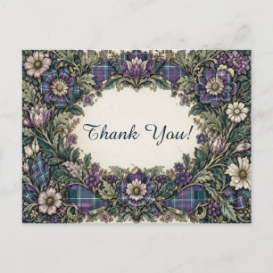Carte Postale Remerciements élégants à carreaux floraux