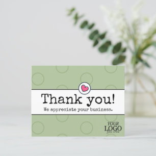 Carte Postale Remerciements Entreprise Élégante Vert Sauge Avec