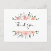 Carte Postale Remerciements Floraux Élégant Rose Pâle (Devant)