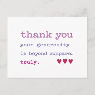 Carte Postale Remerciements. La générosité Au-Delà Du Comparateu