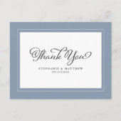 Carte Postale Remerciements Mariage Calligraphie Moderne Bleu Po (Devant)