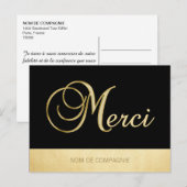 Carte Postale Remerciements MERCI Affaires Ou Noir avec LOGO (Devant / Derrière)