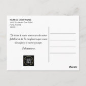 Carte Postale Remerciements MERCI Affaires Ou Noir avec LOGO (Dos)