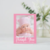 Carte Postale Remerciements Nouveau-Né Rose (Debout devant)